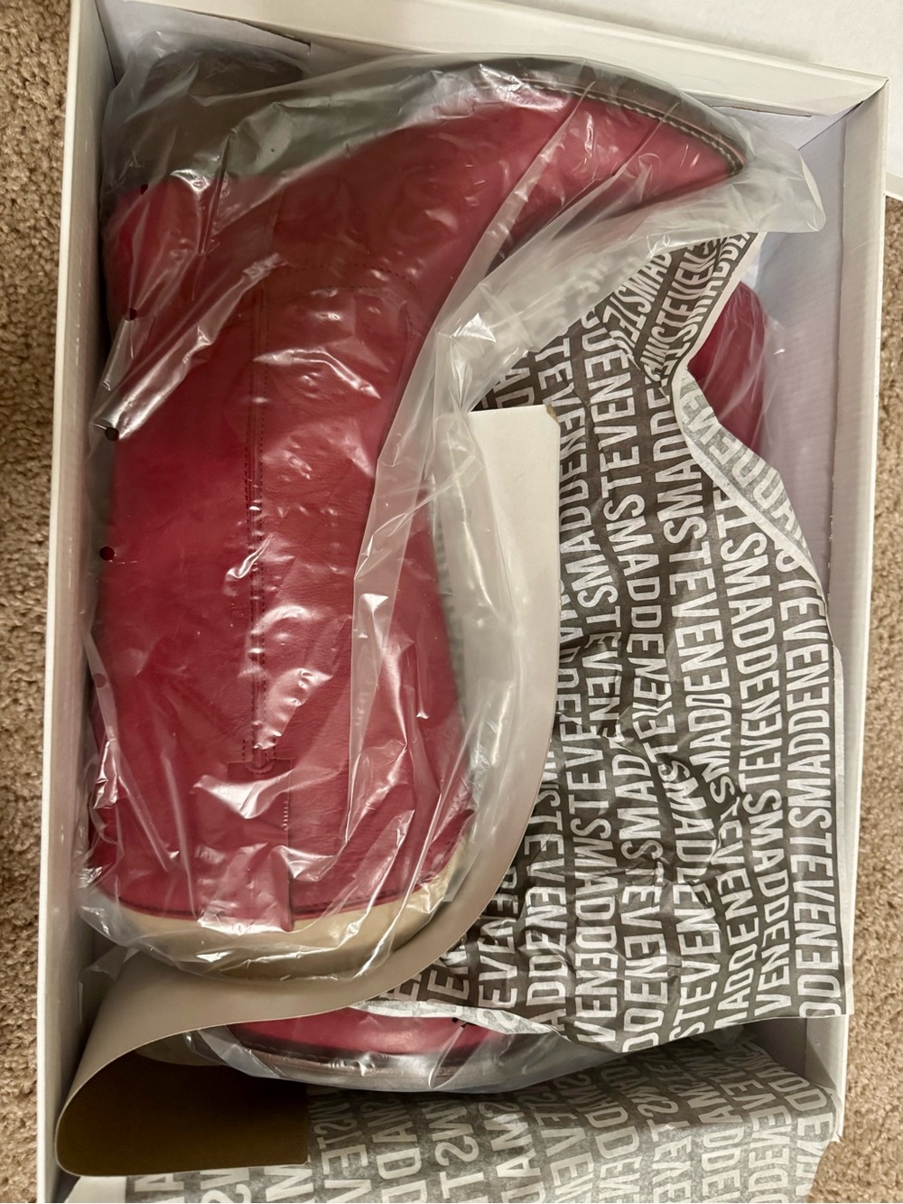 Steve Madden Vintage Red Leather Pointed Toe Western Booties - Picture 7 of 7